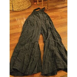 Natural Life Soft Flowy Cotton Black Overalls Large Boho Jumpsuit